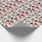 Burgund Hot Cocoa Pinecones Geschenkpapier (Ecke)