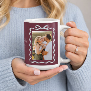 Burgund Icy Blau Bogenrahmen 2 Foto Weihnachten Kaffeetasse