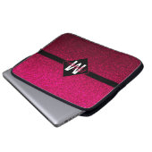 Burgund-Imitate-Glitzer mit Monogram Laptopschutzhülle (Vorne Knopf)