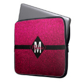 Burgund-Imitate-Glitzer mit Monogram Laptopschutzhülle (Vorderseite Links)