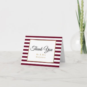 Burgund  Imitate Gold Foil Wedding Vielen Dank Dankeskarte