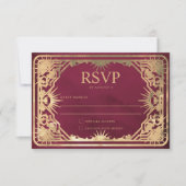 Burgund & Imitate Gold Tarot Celestiding RSVP Karte (Vorderseite)