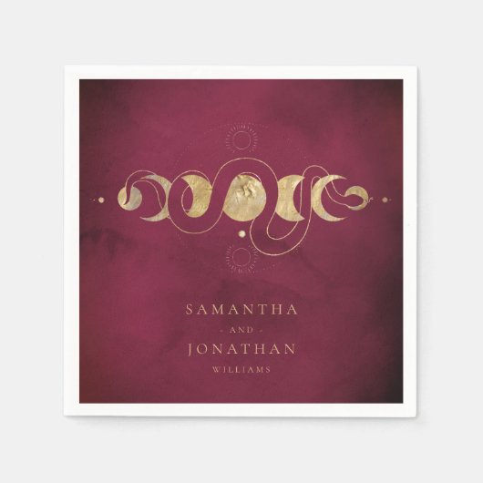 Burgund & Imitate Gold Tarot Celestiding Serviette (Vorderseite)