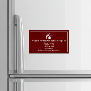 Burgund Immobilienfirma Modernes Zuhause Magnetische Visitenkarte