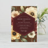 Burgund Ivory Bloom Hochzeit Einladung (Stehend Vorderseite)