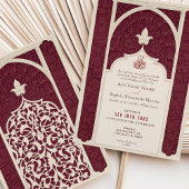 Burgund Ivory Islamische Hochzeit Verziert Arabesq Einladung