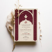 Burgund Ivory Islamische Hochzeit Verziert Arabesq Einladung