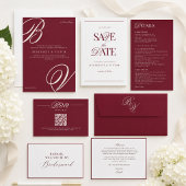 Burgund Ivory Monogram Save The Date
