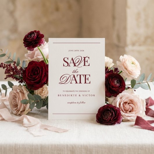 Burgund Ivory Monogram Save The Date