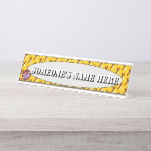 Burgund-Ivory Standard Ribbon von Kenneth Yoncich Schreibtischnamensplakette