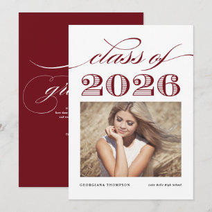 Burgund Jahrgang 2026 Foto-Abschlussfeier Ankündigung