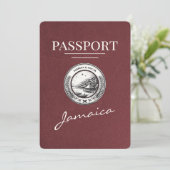 Burgund Jamaica Passport Save the Date (Stehend Vorderseite)