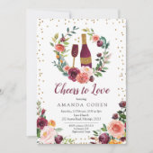 Burgund jubelt zur Liebe Brautparty Wein Einladung (Vorderseite)