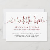 Burgund Kalligrafie wir tippten die Knotehe Einladung (Vorderseite)