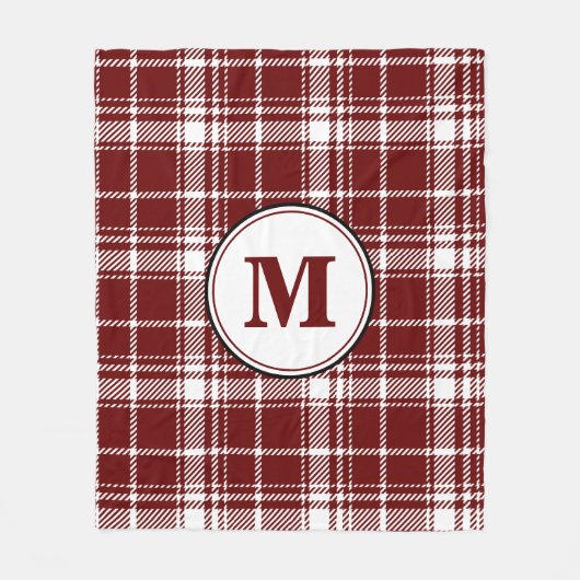 Burgund Kariert Fleecedecke (Vorderseite)