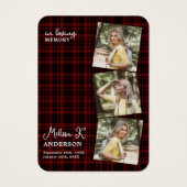 Burgund Karierte Beerdigung Foto Gedenkkarte (Vorderseite)