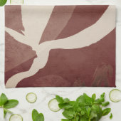 Burgund Kastanien und Creme Abstrakt Geschirrtuch (Gefaltet)