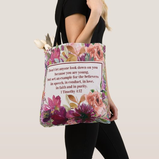 Burgund Korallenflora Christliche Bibel Tasche (Von Nahem)