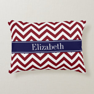 Burgund Lg Chevron Navyblau Namensmonogramm Zierkissen