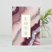 *~ Burgund LIEBE Agate AR66 UAWG QR Hochzeit Einladung (Stehend Vorderseite)