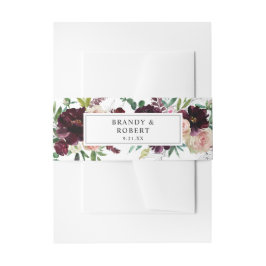 Burgund & Light Pink Blush Bloral 3 Einladungsbanderole