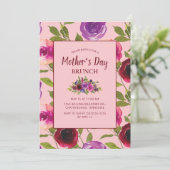 Burgund Lila Blüte am rosa Muttertag Einladung (Stehend Vorderseite)