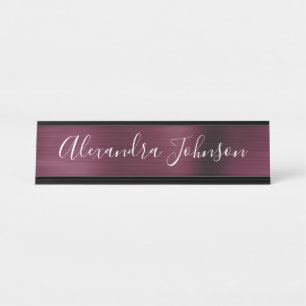Burgund  Lila Foil Modern Business Schreibtischnamensplakette