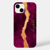 Burgund lila Goldagate Marmor Rose Goldname Case-Mate iPhone Hülle (Rückseite)