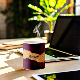 Burgund lila Goldagate Marmor Rose Goldname Kaffeetasse