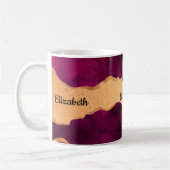 Burgund lila Goldagate Marmor Rose Goldname Kaffeetasse (Links)