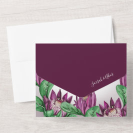 Burgund Lila King Protea Wasserfarbe All In One Einladung