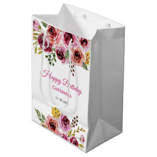 Burgund Lila Rose Rustikale Blumengeburt Mittlere Geschenktüte