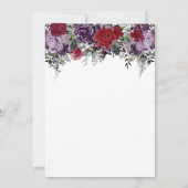 Burgund Lila Watercolor, Blumengestein Einladung (Rückseite)