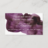 Burgund Lila Watercolor Moderne Beruflich Visitenkarte (Rückseite)
