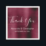 Burgund Lila Wedding Danke Serviette<br><div class="desc">Burgund Lila - Marsala Brushed Stainless Steel Metallic Elegant Wedding Danke Napkins. Diese Napkins können auf Ihren Namen und Ihr Hochzeitstermin angepasst werden. Diese personalisierten Servietten passen zur Hochzeitskollektion. Wenn Sie weitere Produkte benötigen,  wenden Sie sich bitte an den Designer.</div>