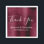Burgund Lila Wedding Danke Serviette<br><div class="desc">Burgund Lila - Marsala Brushed Stainless Steel Metallic Elegant Wedding Danke Napkins. Diese Napkins können auf Ihren Namen und Ihr Hochzeitstermin angepasst werden. Diese personalisierten Servietten passen zur Hochzeitskollektion. Wenn Sie weitere Produkte benötigen,  wenden Sie sich bitte an den Designer.</div>