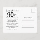 Burgund Lila Yellow 90. Geburtstagskarte Einladungspostkarte (Rückseite)