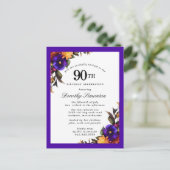 Burgund Lila Yellow 90. Geburtstagskarte Einladungspostkarte (Stehend Vorderseite)