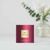 Burgund Logo QR Code elegant Quadratische Visitenkarte (Stehend Vorderseite)