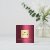 Burgund Logo QR Code Facebook folgen uns Quadratische Visitenkarte (Stehend Vorderseite)