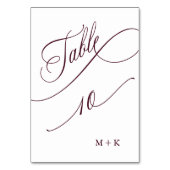 Burgund Luxury Calligraphy Wedding Number 10, Tischnummer (Rückseite)