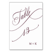 Burgund Luxury Calligraphy Wedding Number 13, Tischnummer (Rückseite)