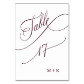 Burgund Luxury Calligraphy Wedding Number 17, Tischnummer (Rückseite)