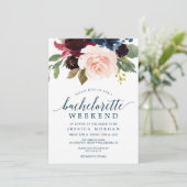 Burgund Marine Bachelorette Weekend Itinerary Einladung (Stehend Vorderseite)