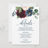 Burgund Marine Bachelorette Weekend Itinerary Einladung (Rückseite)