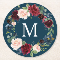 Burgund-Marine-Hochzeitssemble-Untersetzer