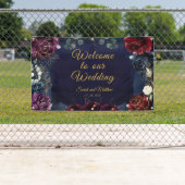 Burgund Marine Willkommen bei unserer Hochzeit 3x5 Banner (Insitu)