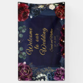 Burgund Marine Willkommen bei unserer Hochzeit 3x5 Banner (Vertikal)