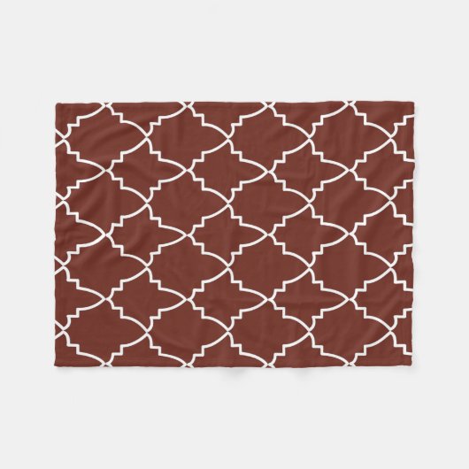 Burgund marokkanisches Gittermuster Fleecedecke (Vorderseite (Horizontal))
