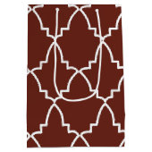 Burgund marokkanisches Gittermuster Mittlere Geschenktüte (Rückseite)